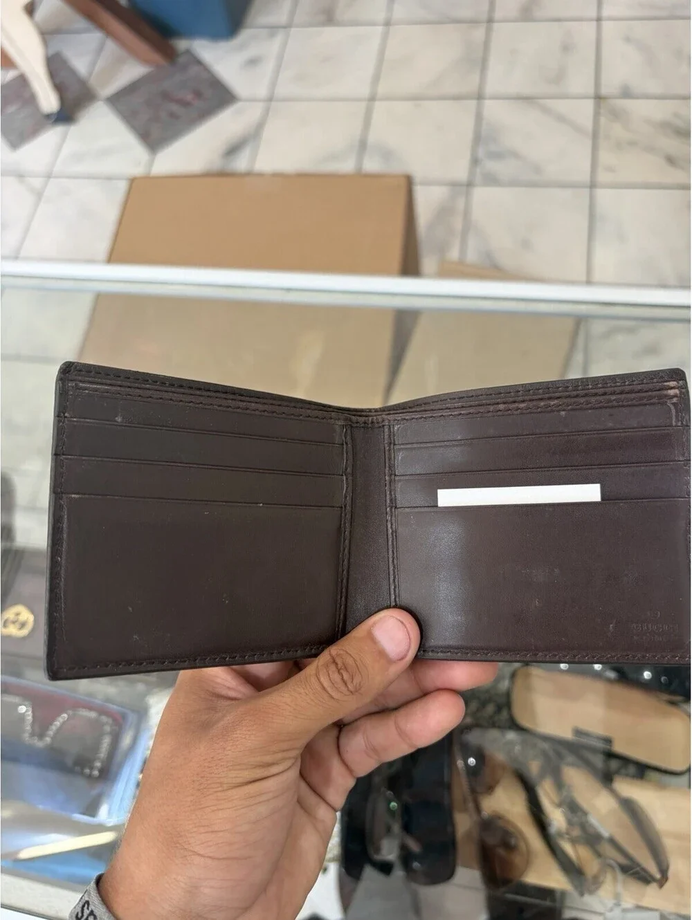 Gucci authentic men’s brown leather wallet